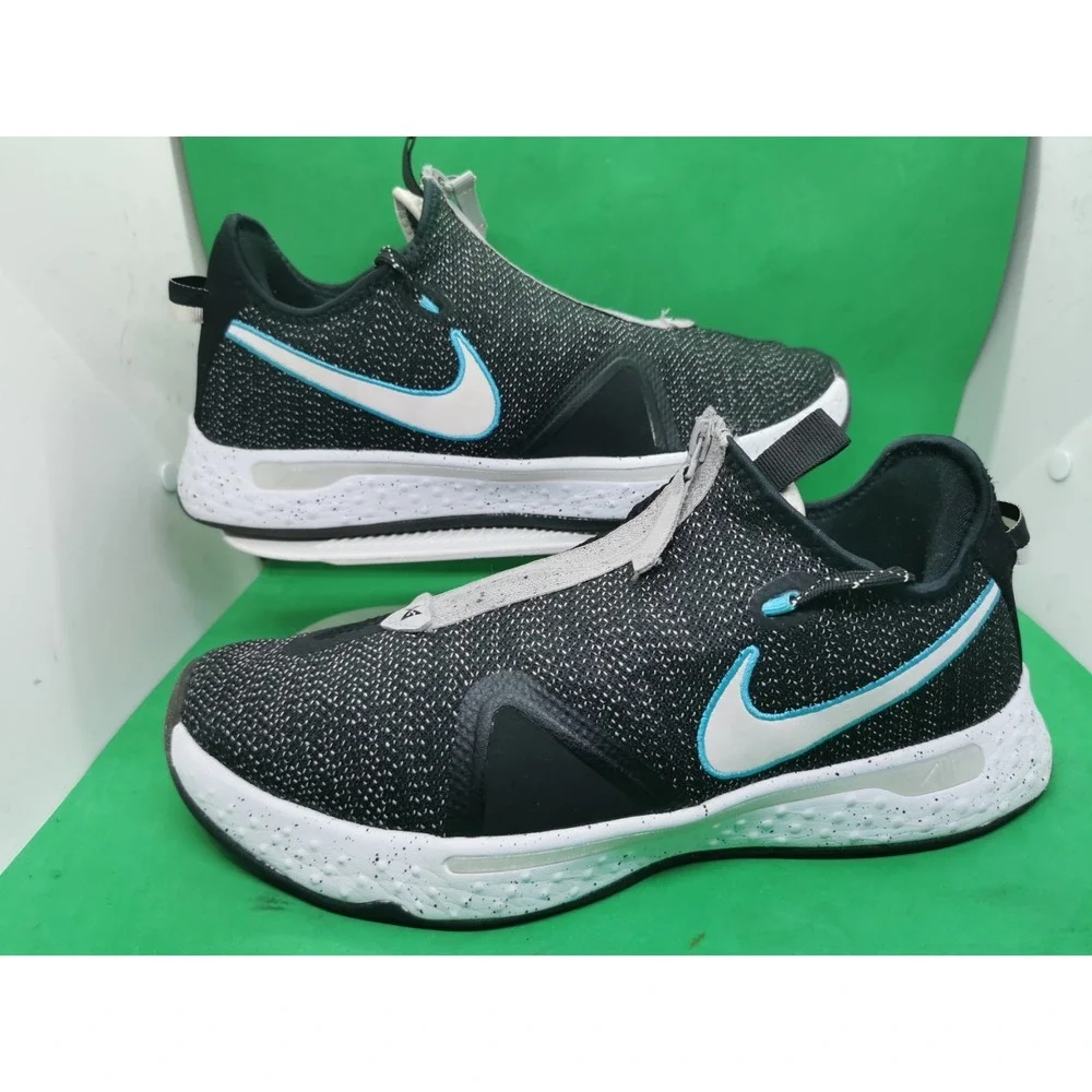 Nike PG 4 Paul George Black Wolf Grey Teal Blue Men Size 11 Basketball Shoes C8